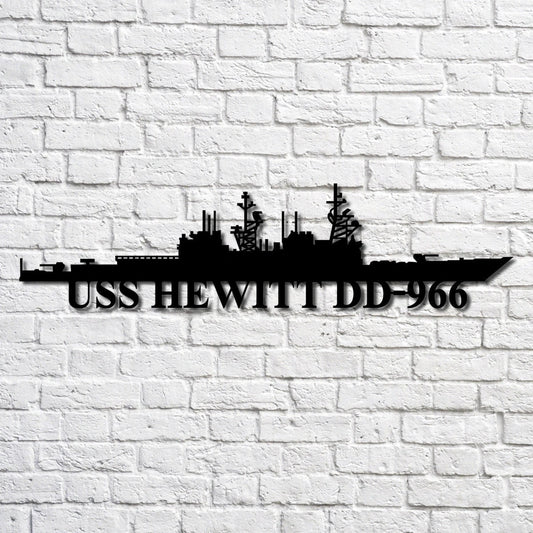 Uss Hewitt Dd966 Navy Ship Metal Art, Custom Us Navy Ship Cut Metal Sign, Gift For Navy Veteran, Navy - metal sign
