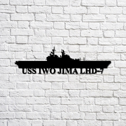 Uss Iwo Jima Lhd7 Navy Ship Metal Sign, Memory Wall Metal Sign Gift For Navy Veteran, Navy Ships - metal sign