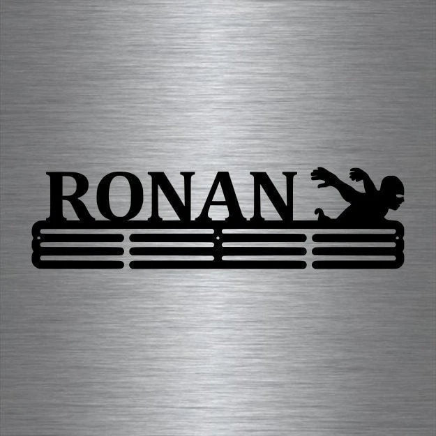 Swimming Custom Name Medal Hanger Holder Display Rack 3 Rung, Cut Metal Sign, Metal Wall Art, Laser Cut Metal Signs Custom Gift Ideas