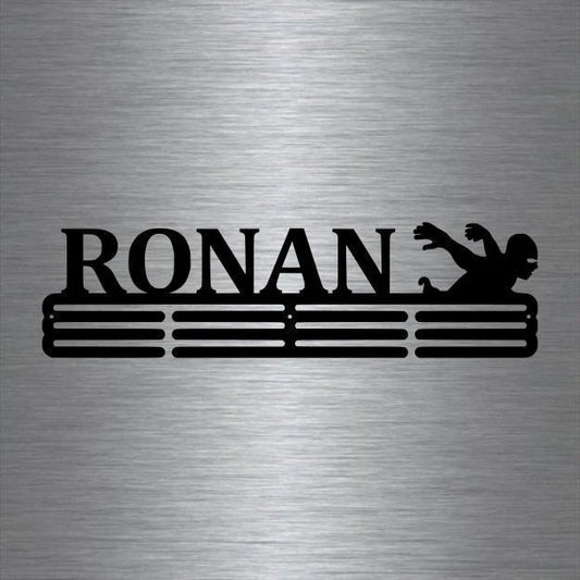 Swimming Custom Name Medal Hanger Holder Display Rack 3 Rung, Cut Metal Sign, Metal Wall Art, Laser Cut Metal Signs Custom Gift Ideas - 8 inches - metal sign