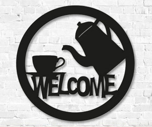 Coffee or Tea Welcome Sign Decor Wall Art Cut Metal Sign Laser Cut Metal Signs Custom Gift Ideas