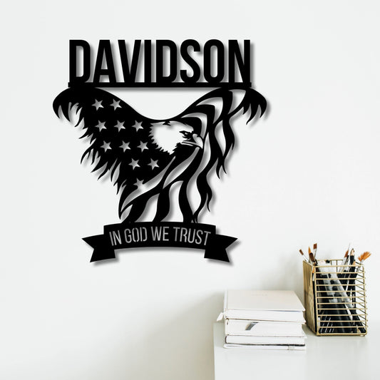Custom Metal Eagle Sign, Eagle Sign, American Flag Sign, Custom Name Sign, Metal Wall Art, Usa Decor - metal sign