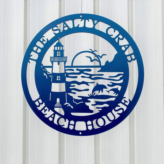 Lighthouse Personalized Metal Sign Cut Metal Sign Metal House Sign - 8 inches - metal sign