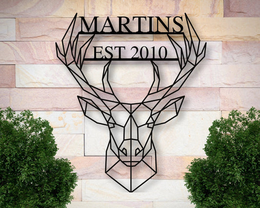 Personalized Deer Sign Established Last Name Family Sign Gift For Him Christmas Gift Metal Hunting Cabin Sign Deer Hunter Sign - 8 inches - metal sign