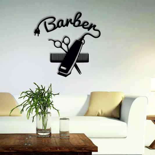Metal Barber Shop Sign Custom Beauty Salon Sign Metal Hair Salon Sign Custom Business Decor Hair Stylist Gift Scissors Clippers Comb - 8 inches - metal sign