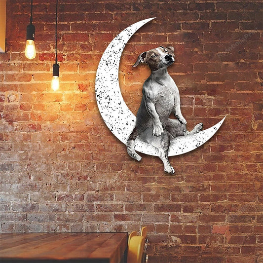 Dog Metal Sign Jack Russell Terrier Sit On The Moon Gift for Dog Lover - 8 inches - metal sign