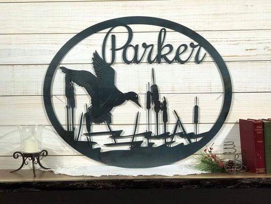 Personalized Family Name Sign, Custom Metal Sign, Ducks, Christmas Gifts For Friends, Laser Cut Metal Signs Custom Gift Ideas - 8 inches - metal sign