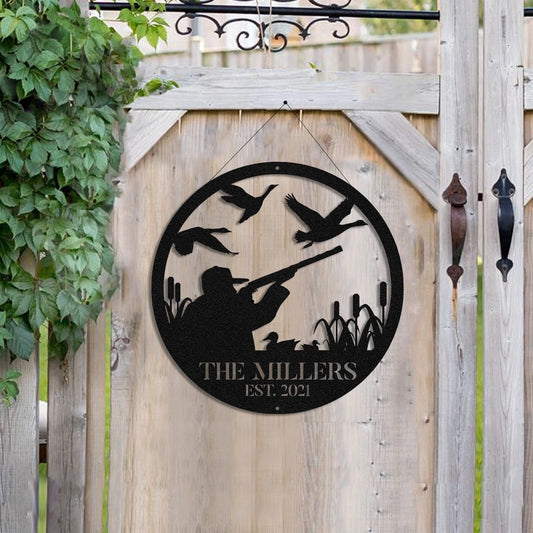 Duck Hunting Hunter Metal Sign Monogram, Custom Farm, Cabin, Lodge, Camp, Art Gift For Him, Metal Laser - metal sign
