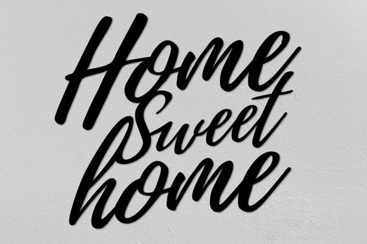 Home Sweet Home Christmas Gifts Typography Livingroom New Home Gifts Wedding Gift Black Wall Decor - 8 inches - metal sign