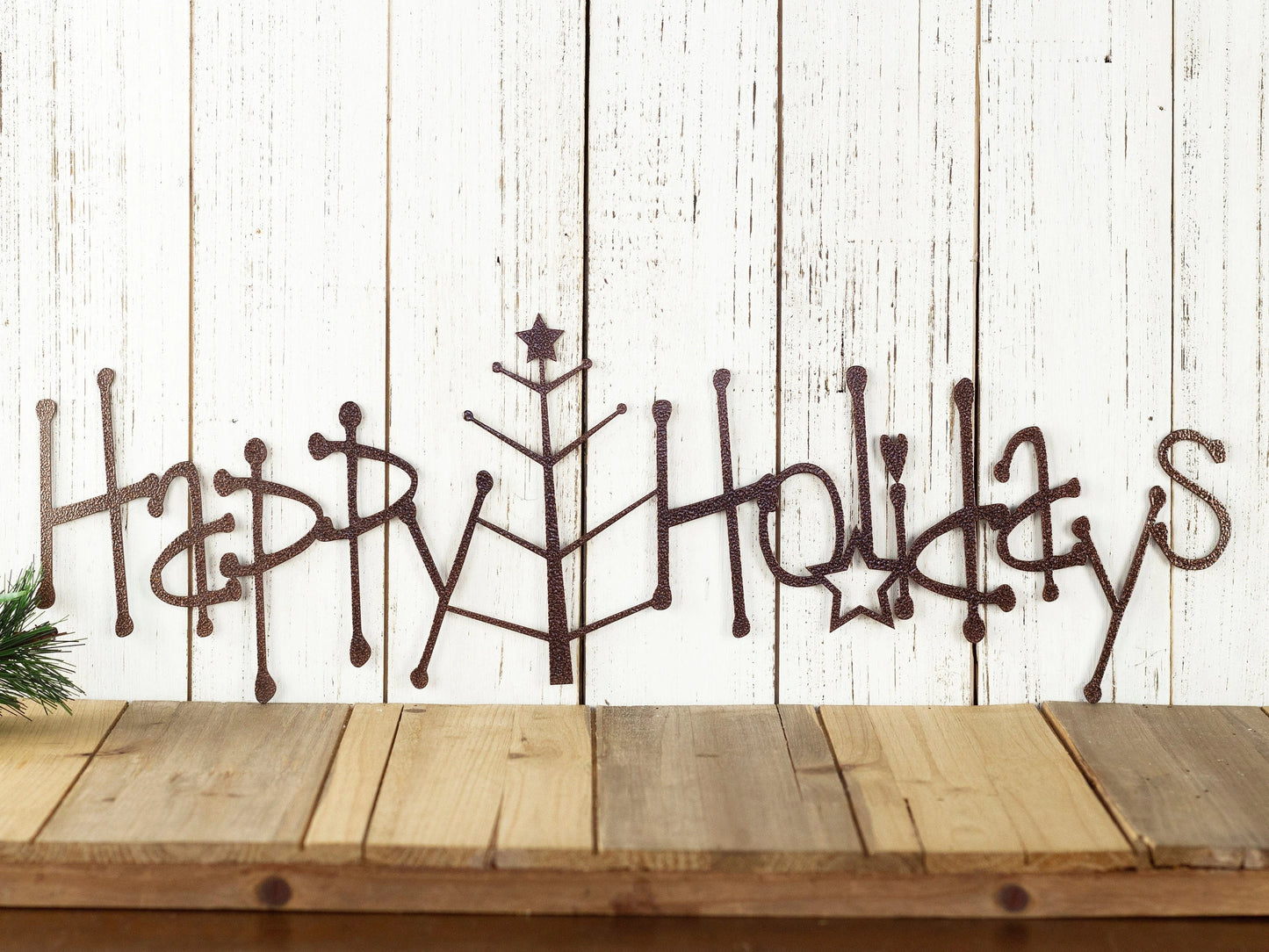 Happy Holidays Metal Sign With Christmas Tree Copper Christmas Tree Outdoor Sign Holiday Decor Christmas