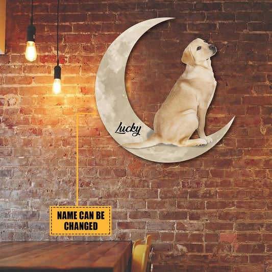 Labrador Retriever And Moon Funny Personalized Cut Metal Sign, Custom Christmas Gift Wall Decoration For - metal sign