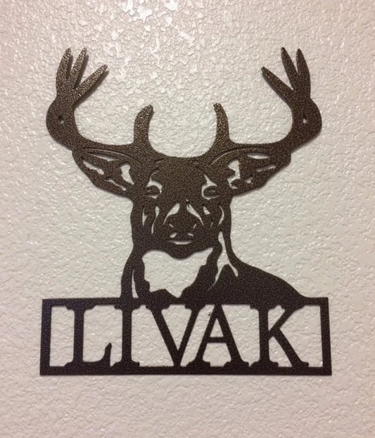 Buck With Family Name Custom Metal Plasma Cut Wall Plaque Metal Sign Cut Metal Sign Wall Metal Sign