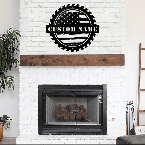 Custom American Flag Workshop Sign Metal Shop Sign Garage Sign