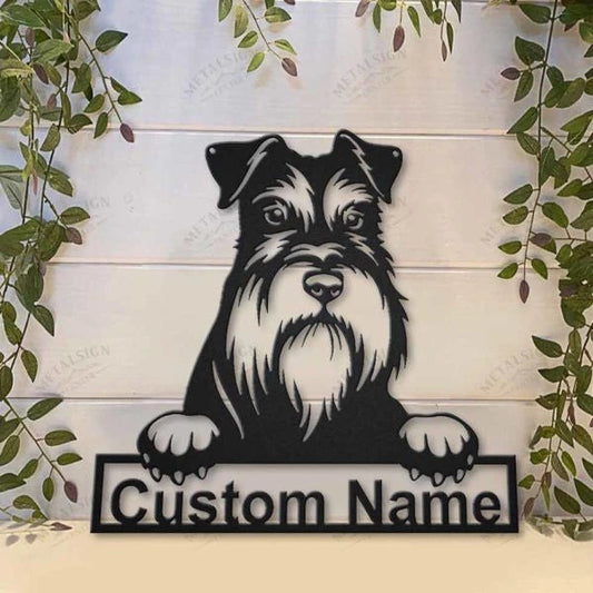 Miniature Schnauzer Dog Personalized Metal Wall Decor, Cut Metal Sign, Metal Wall Art, Metal House Sign - metal sign