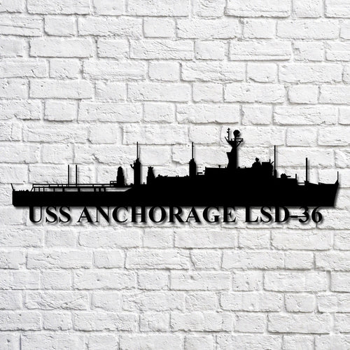 Uss Anchorage Lsd36 Navy Ship Metal Art, Custom Us Navy Ship Cut Metal Sign, Gift For Navy Veteran, Navy Ships Silhouette Metal Art, Navy Home Decor Laser Cut Metal Signs Custom Gift Ideas