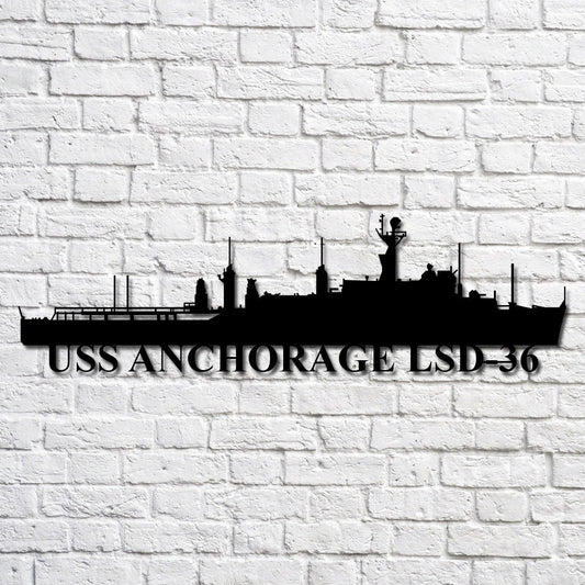 Uss Anchorage Lsd36 Navy Ship Metal Art, Custom Us Navy Ship Cut Metal Sign, Gift For Navy Veteran, Navy - metal sign