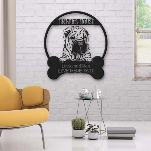 Chinese Shar Pei Dog Lovers Funny Personalized Metal House Sign Laser Cut Metal Signs Custom Gift Ideas