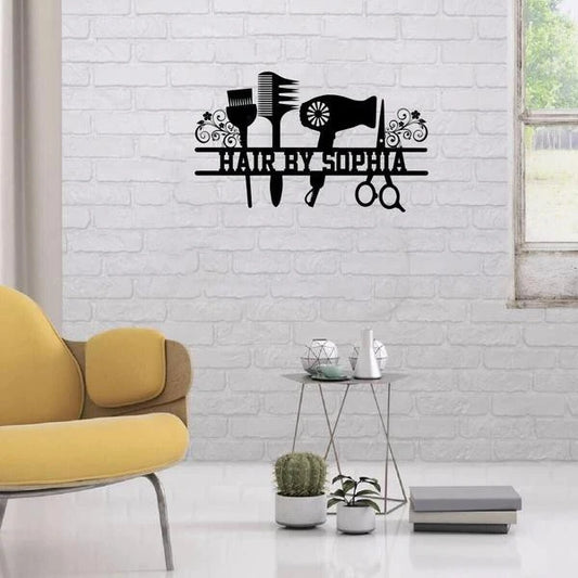 Hair Stylist Salon Customizable Cut Metal Sign - 8 inches - metal sign