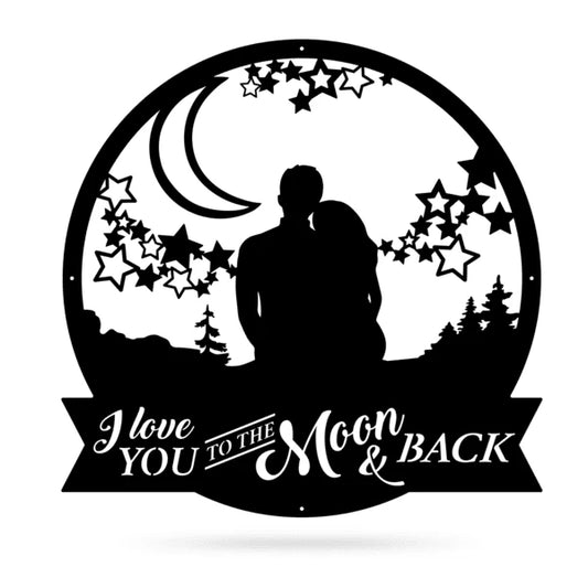 Love You To The Moon Cut Metal Sign Metal House Sign - 8 inches - metal sign