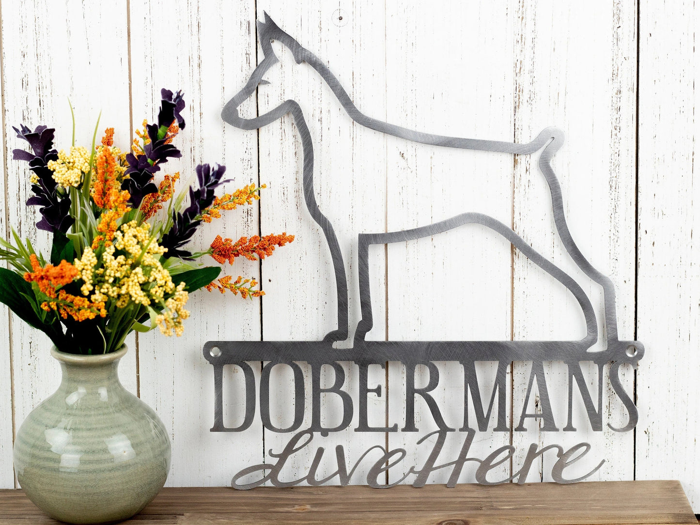 Doberman Sign Doberman Pinscher Dog Silhouette Sign Beware Of Dog Sign Doberman Gift Laser Cut Metal Raw Steel Shown