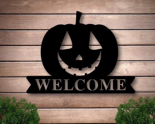 Custom Last Name Metal Halloween Sign Custom Halloween Pumpkin Decor Halloween Decor Halloween Arthalloween Pumpkin Arthalloween Plaque - 8 inches - metal sign