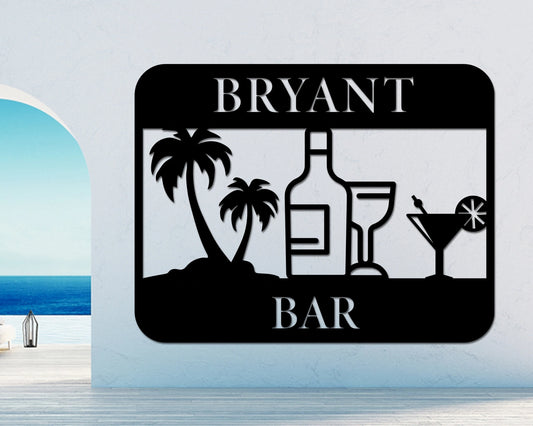 Personalized Family Pool Palm Tree Metal Sign, Swimming Pool Metal Sign, Custom Beach House Sign, Summer - metal sign