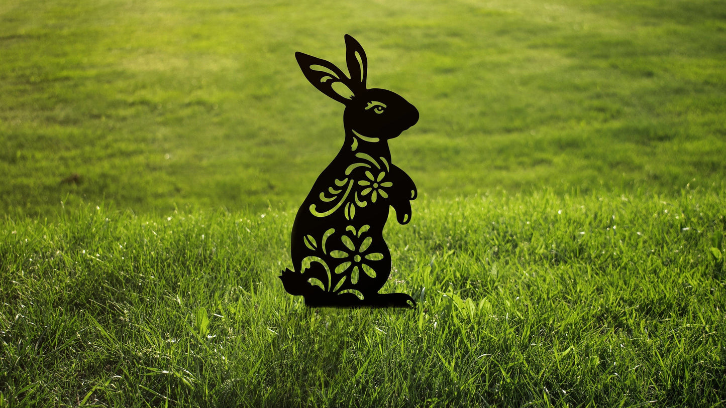 Rabbit Garden Metal Sign Bunny Garden Stake Gardening Decor Rabbit Floral Yard Art Marker Rabbit Decor Rabbit Lover Gift