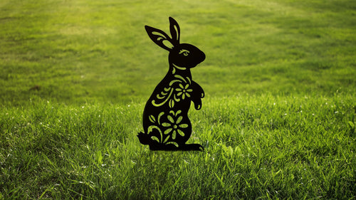 Rabbit Garden Metal Sign Bunny Garden Stake Gardening Decor Rabbit Floral Yard Art Marker Rabbit Decor Rabbit Lover Gift