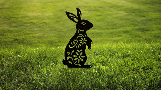 Rabbit Garden Metal Sign Bunny Garden Stake Gardening Decor Rabbit Floral Yard Art Marker Rabbit Decor Rabbit Lover Gift - 8 inches - metal sign