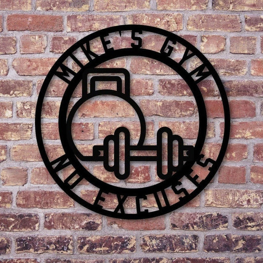 Gym Sign Personalized Home Gym Sign Custom Metal Gym Sign Home Gym Sign Cross Fit Sign Workout Room Fitness Sign Custom - 8 inches - metal sign