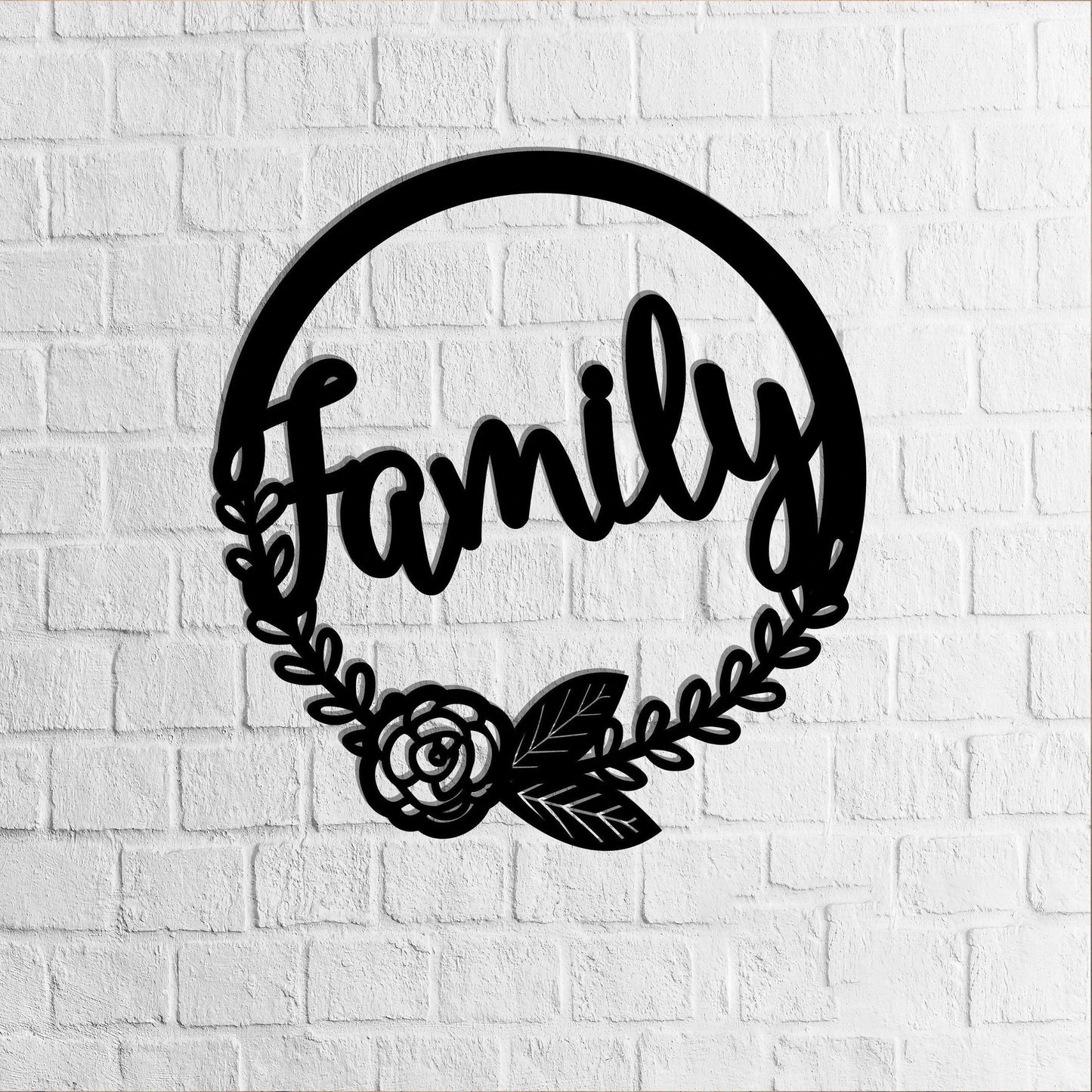 Family Wreath Door Wreath Flower Wreath Metal Sign Plasma Cut Steel Sign steel Art Powder Coated Handmade