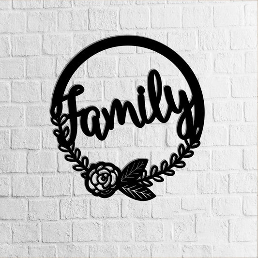Family Wreath Door Wreath Flower Wreath Metal Sign Plasma Cut Steel Sign steel Art Powder Coated Handmade - 8 inches - metal sign