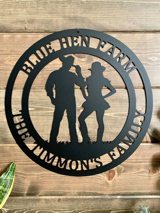 Personalized Cowboy And Cowgirl Sign, Cut Metal Sign, Metal Wall Art, Metal House Sign Laser Cut Metal Signs Custom Gift Ideas - 8 inches - metal sign