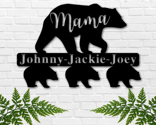 Mama Bear Metal Sign, Personalized Mother's Day Gift, Bear Cubs Sign, Custom Mother's Day Sign, Gift For - metal sign