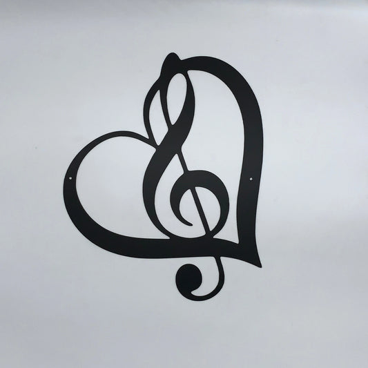Music Heart Music Lover Sign Metal Music Heart Sign - 8 inches - metal sign