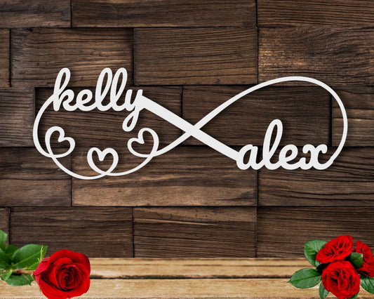 Metal Infinity Name Sign, Infinity Sign With Hearts, Personalized Infinity Sign, Custom Infinity Metal - metal sign