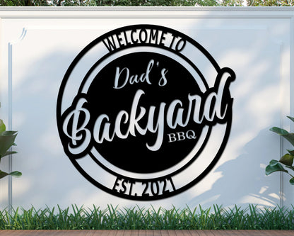 Personalized Backyard Bbq Metal Sig, Personalized Home Decor, Metal Wall Art, Outdoor Wall Decor, Metal Wall Decor, Bbq Decor Laser Cut Metal Signs Custom Gift Ideas