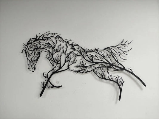 Metal Wall Decor Tree Horse ation Wall SignInterior DecorationIndoor Outdoor HangingsMinimalist ArtLine Art - 8 inches - metal sign
