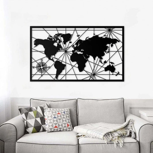 Route Metal World Map Metal Wall Decor World Map Wall Art Metal Art Housewarming Gift Wall Hangings - 8 inches - metal sign
