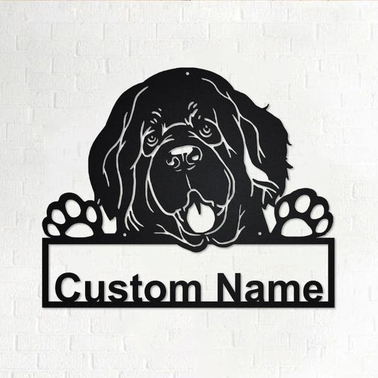 Custom Newfoundland Dog Personalized Newfoundland Name Sign Decoration For Room Newfoundland Custom Dog - 8 inches - metal sign