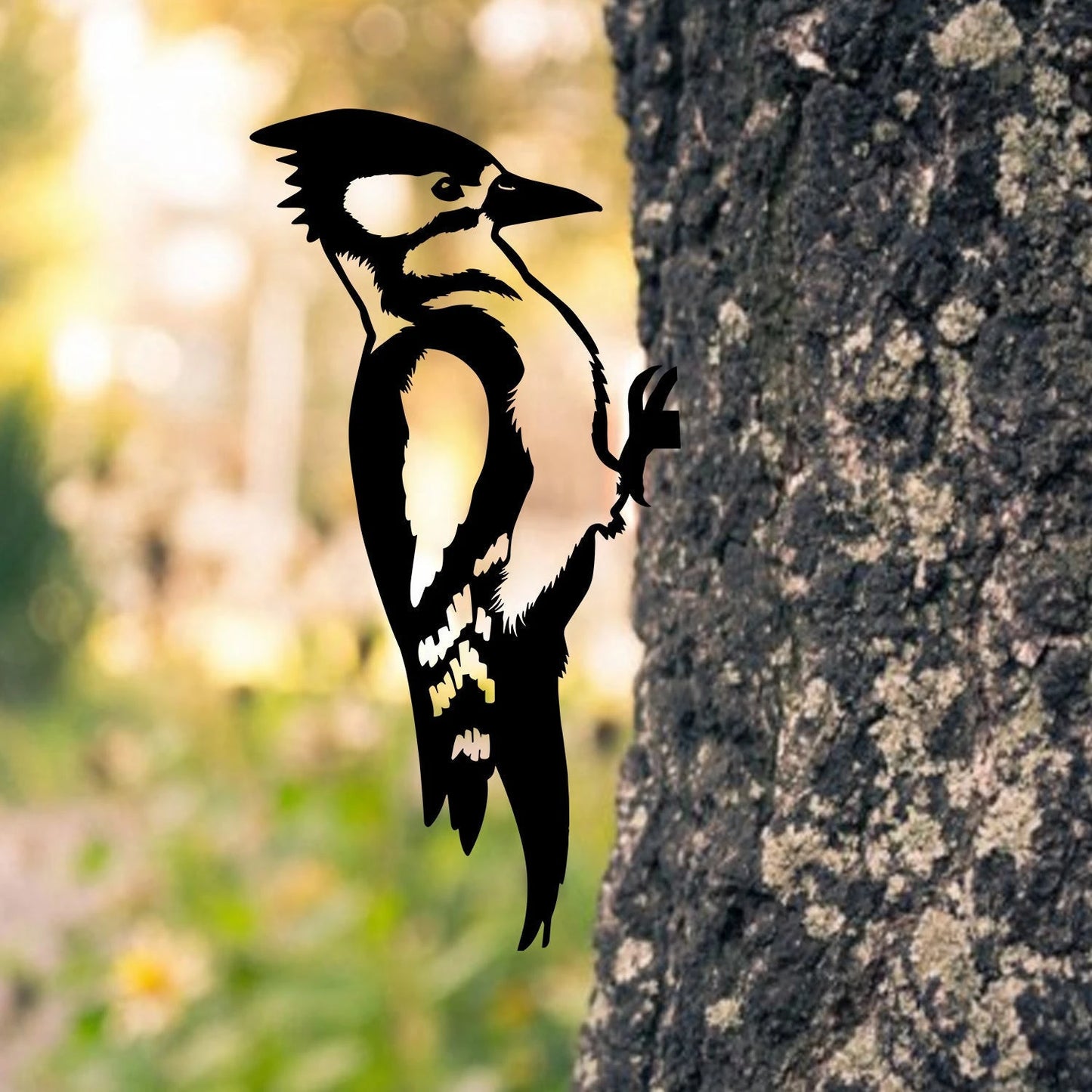 Woodpecker Tree Stake, Garden Metal Art, Home Decor, Metal Laser Cut Metal Signs Custom Gift Ideas