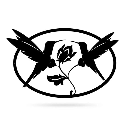 Humming Birds Cut Metal Sign Metal House Sign - 8 inches - metal sign