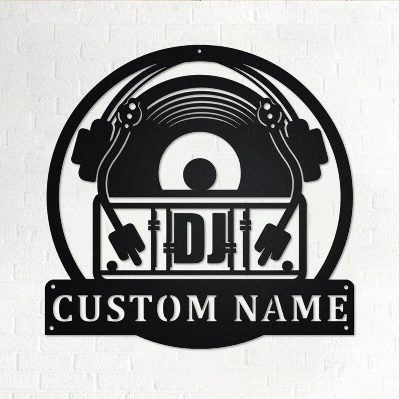 Custom Music Turntable Record Personalized Marimba Disc Jockey Name Sign Decoration For Room DJ Custom DJ