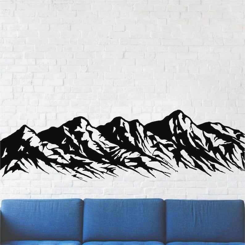 Metal Mountain Art 5 Peaks Mountain Range Decor Nature Landscape Home Living Room Decor Wall Hangings Black White