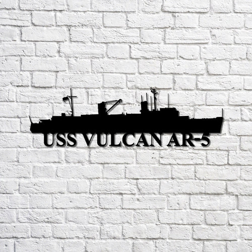 Uss Vulcan Ar5 Navy Ship Metal Sign, Memory Wall Metal Sign Gift For Navy Veteran, Navy Ships Silhouette Metal Sign Laser Cut Metal Signs Custom Gift Ideas