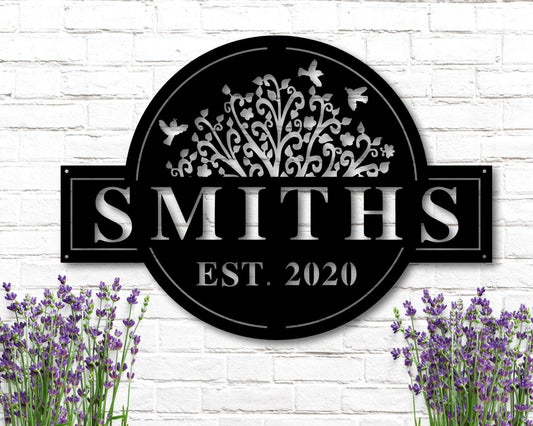 Personalized Tree Of Life Metal Sign Last Name Tree Sign Family Name Sign Tree Of Life Sign Family Est Sign Sign For Front Porch Home - 8 inches - metal sign