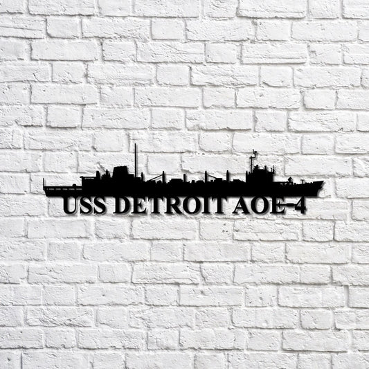 Uss Detroit Aoe4 Navy Ship Metal Sign, Memory Wall Metal Sign Gift For Navy Veteran, Navy Ships - metal sign
