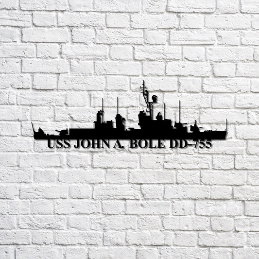 Uss John A Bole Dd755 Navy Ship Metal Sign, Memory Wall Metal Sign Gift For Navy Veteran, Navy Ships - metal sign