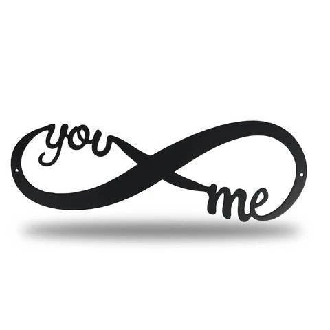You And Me Wedding Anniversary Infinity Personalized Gift Housewarming Stainless Steel Weatherproof Wall Decor Cut Metal Sign