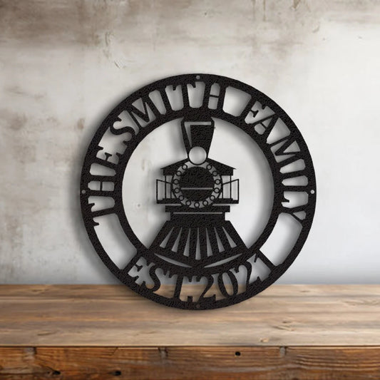 Personalized Train Sign Cut Metal Sign Metal House Sign - 8 inches - metal sign